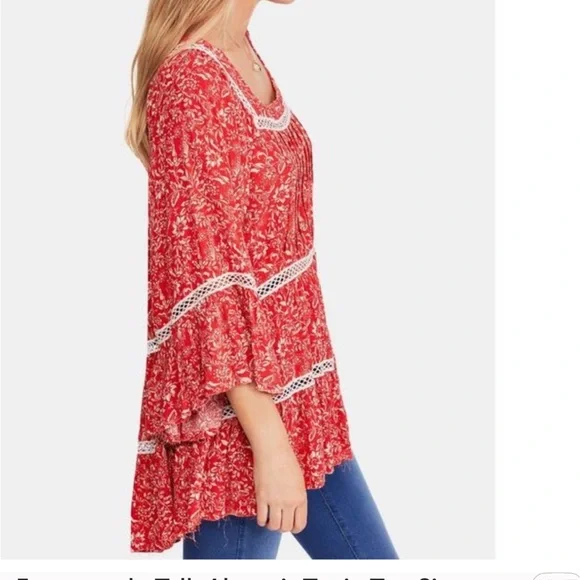 Free People Bohemian Orange Floral Top - Picture 3 of 8